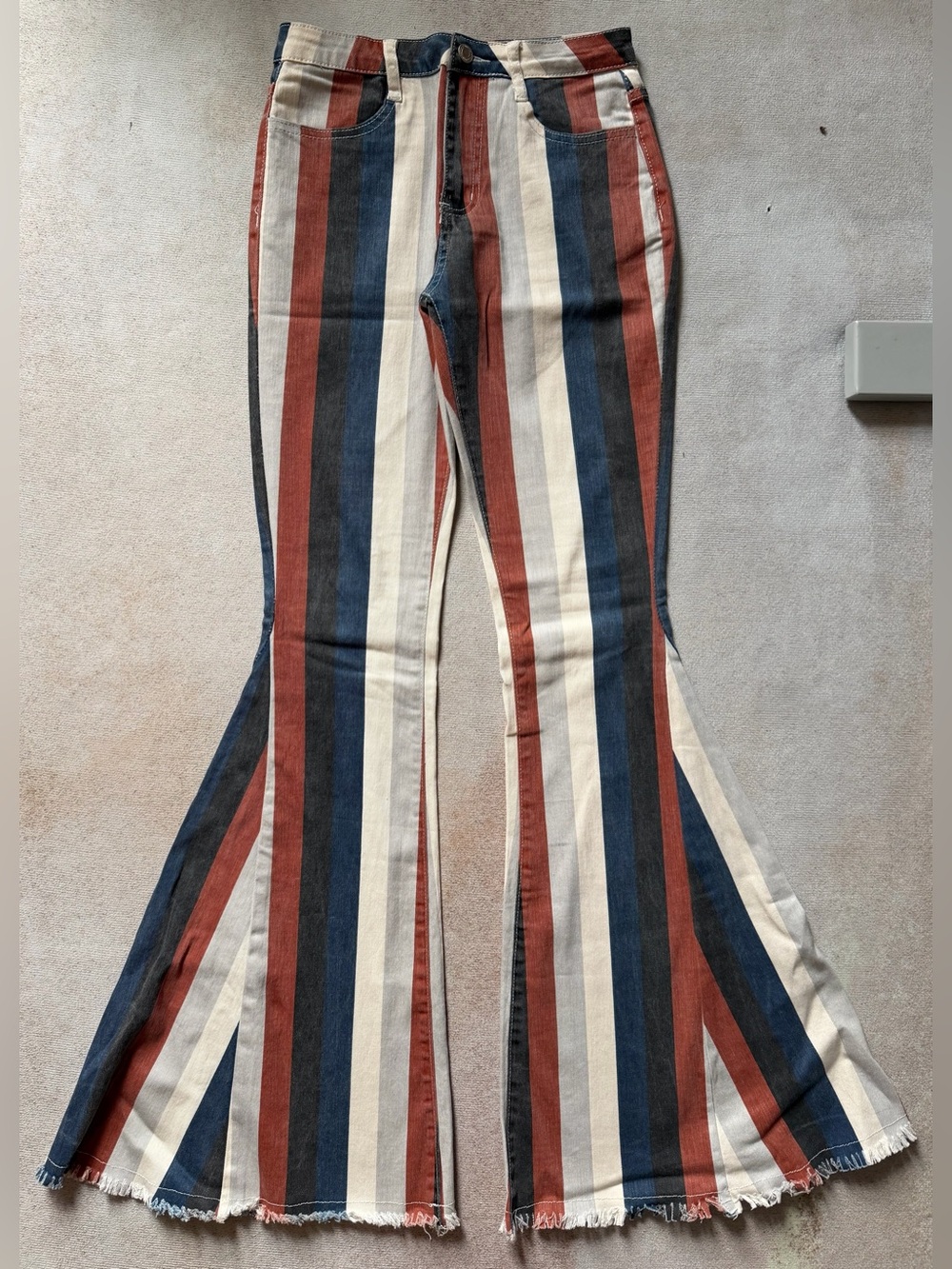Retro Vertical-Stripe Flare Jeans
